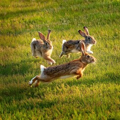 Obraz premium cottontail rabbit running, AI generated