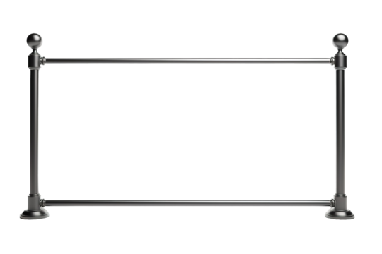 A Simple Black Metal Stanchion Barrier for Crowd Control on a White or Clear Surface PNG Transparent Background