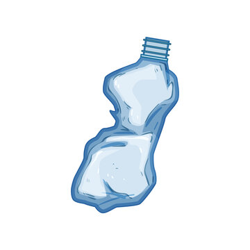 water crumpled plastic bottle cartoon. recycle used, pet trash, garbage blue water crumpled plastic bottle sign. isolated symbol vector illustration
