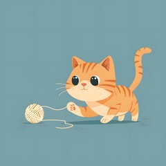 Obraz premium Playful Orange Tabby Kitten with Yarn