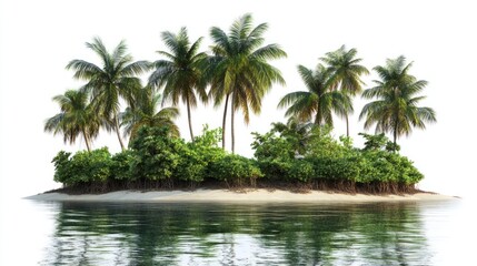 Obraz premium Tropical Island with Palm Trees and Sandy Beach