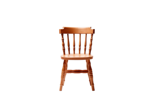 A Simple Wooden Chair Awaits Its Occupant on a White or Clear Surface PNG Transparent Background