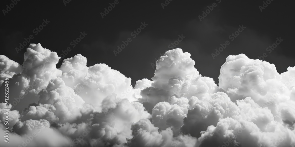 Poster Clouds in the sky photographed in black and white, suitable for use in illustrations or designs where a simple yet effective atmosphere is needed