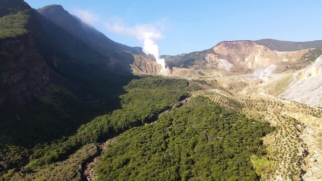 Aerial view of the beauty of Mount Papandayan, Garut.