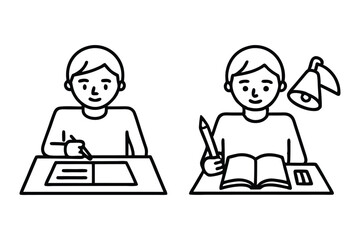 Student Doing Home Work Drawing