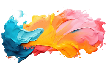 A Symphony of Color: A Swirl of Blue, Yellow, and Pink Paint on a White or Clear Surface PNG Transparent Background