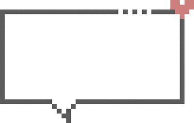 8bit retro game pixel art speech bubble balloon with heart, icon sticker memo keyword planner text box banner, flat png isolated transparent element design