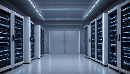 Naklejka premium A server room with LED lighting