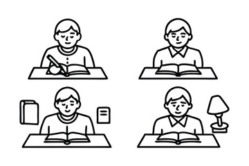 Student Doing Home Work Drawing