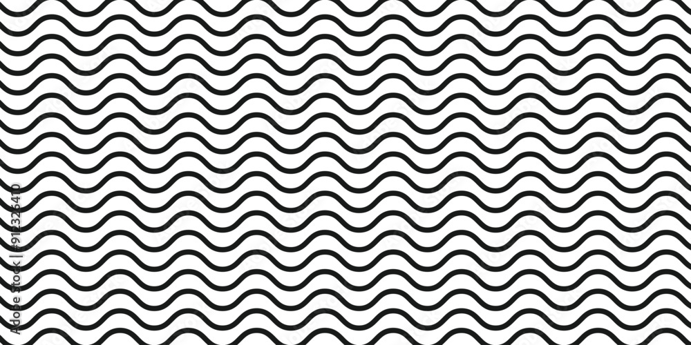 Poster regular black and white, wavy line pattern graphic design element background. vector