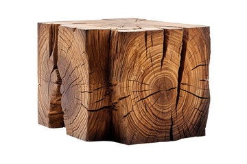 A Rustic Wooden Cube, Carved By Time, Against A White Background on a White or Clear Surface PNG Transparent Background