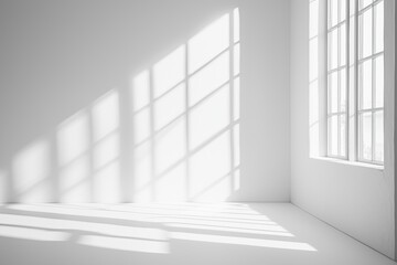 Obraz premium Empty white room with window and sunlight