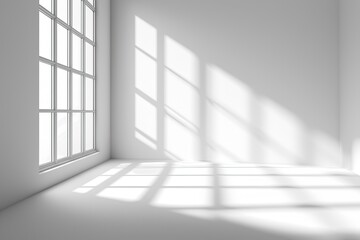 Obraz premium Empty white room with window and sunlight