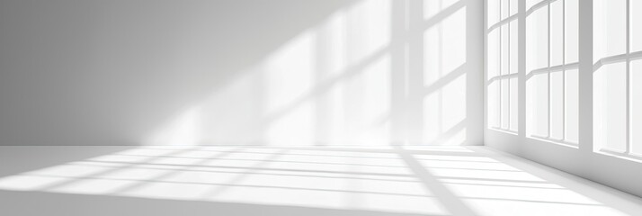 Obraz premium Empty white room with window and sunlight
