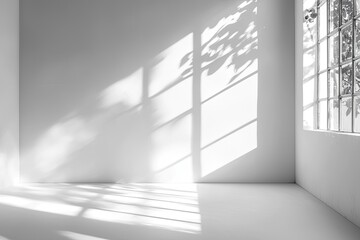 Obraz premium Empty white room with window and sunlight