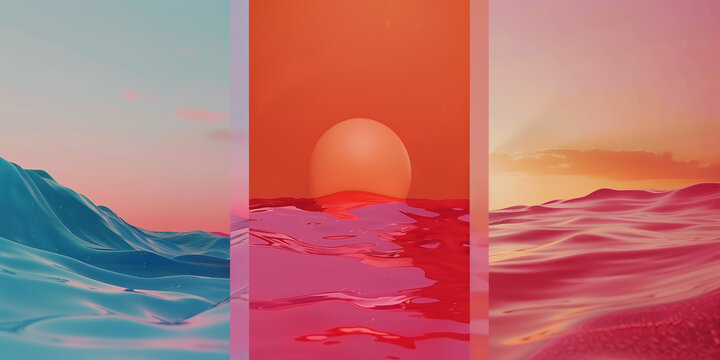 Motion Graphics Styleframes with Three Panels Stacked Vertically, Blend of Flat Hand-Painted Texture and Clean 3D Aesthetic, Typography, Best-of Animation Screenshot