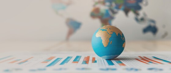 global business growth concept - world map globe on a financial graph chart - economic success and development strategy.