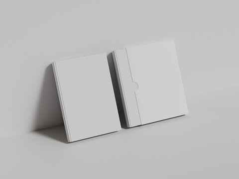 Minimalist white square book cover mockup template on white background