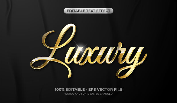3D Luxury gold text effect. Editable glossy golden metallic text effect.