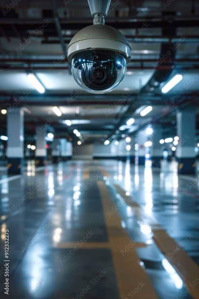 Poster security camera captures the scene in a parking garage