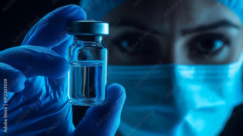Aufkleber an assistant scientist tests chemicals for reactions in test tubes, interfering with different subst
