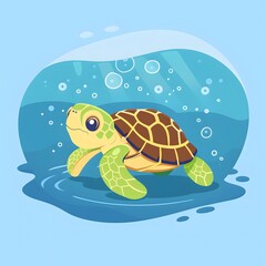 Sea Turtle in Blue Water