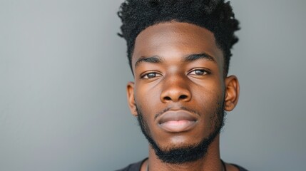 "Contemporary Gaze: Portrait of a 21-Year-Old African American Man with a Fade Haircut, Exuding Confidence and Charm"