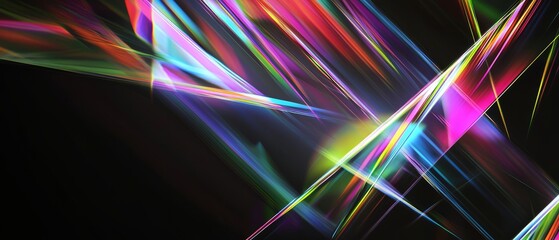 overlay of prism light patterns, on black background, Generative AI 