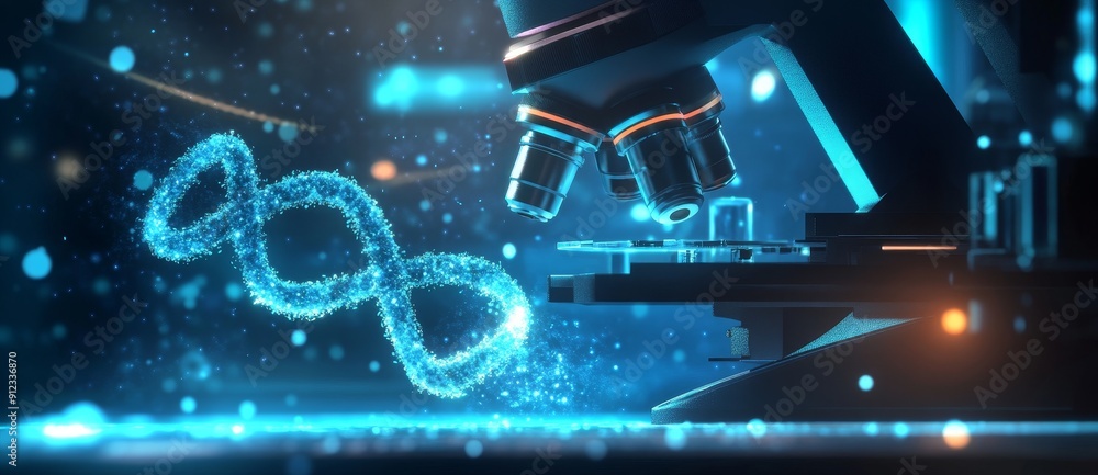 Aufkleber using digital technology to perform microbiology and dna testing in a laboratory for biotechnology r