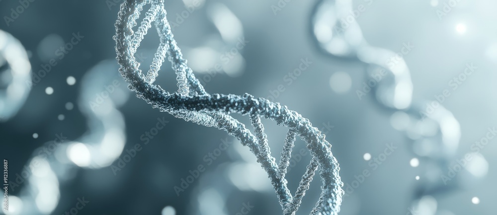 Poster genetic biotechnology concept with abstract dna molecule on abstract light background. copy space im