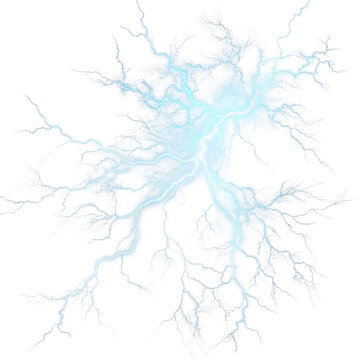 transparent background with blue lightning and white smoke