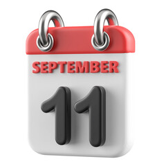 11th September Calendar Icon 3D Render