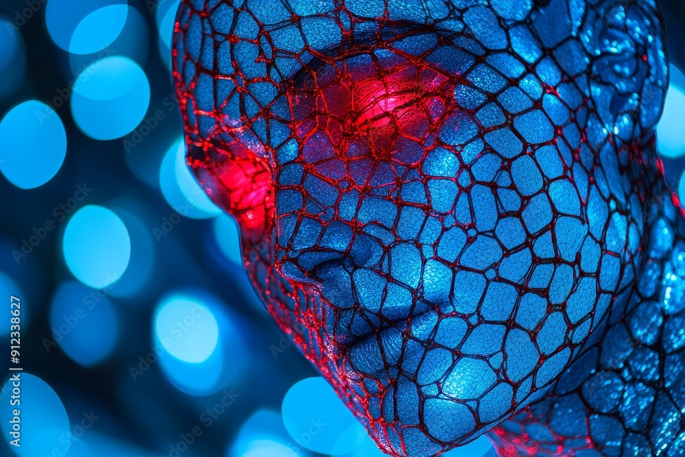 Poster schematic representation of the female body with neural connections in the head and brain and organ 