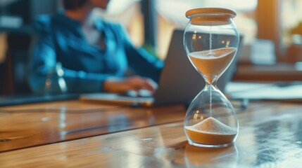 The hourglass on desk