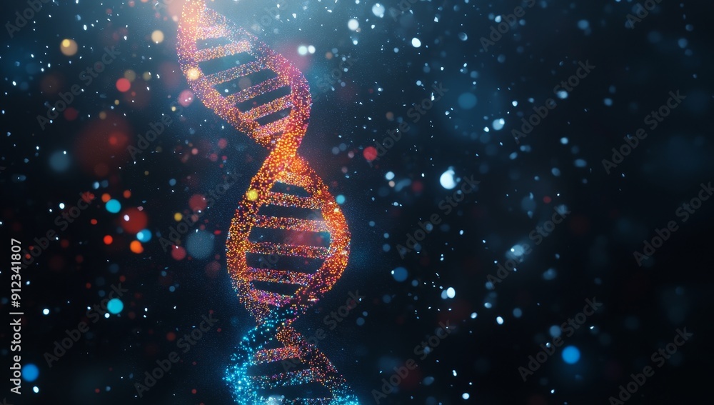 Poster biotechnology involves dna sequencing and gene mutation analysis, genetic code, and molecular struct
