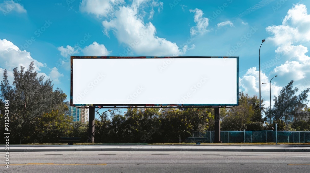 Aufkleber an empty roadside billboard with a blank space waiting for an advertisement