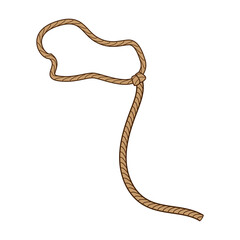 circle lasso cartoon. rodeo cord, border cowgirl, string loop circle lasso sign. isolated symbol vector illustration