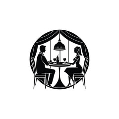 couple sitting in restaurant silhouette
