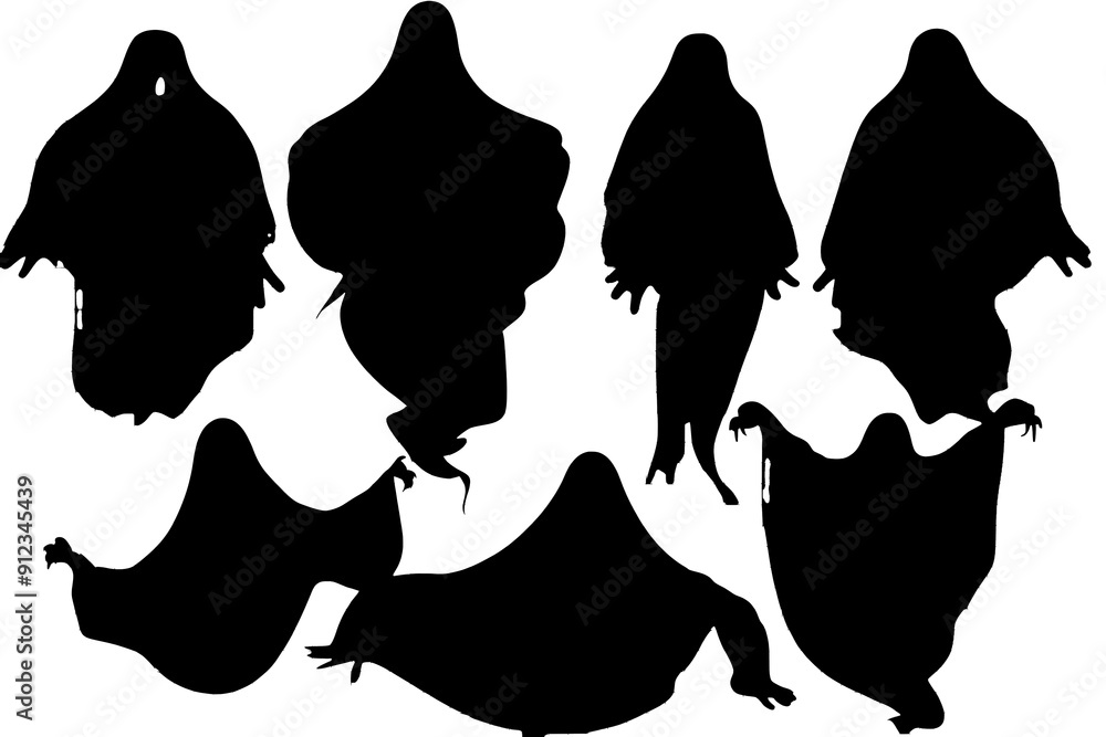 Canvas Prints set of realistic ghosts isolated on transparent. vector illustration of 3d symbols of halloween.