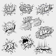 Comic speech bubbles with halftone set