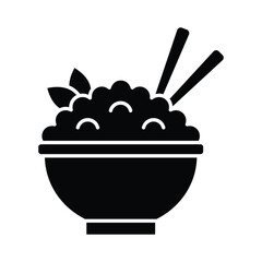 Rice bowl food icon vector design template