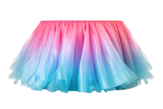 A Pastel Dream: A Pink And Blue Ombre Tulle Skirt Ready For The Stage on a White or Clear Surface PNG Transparent Background
