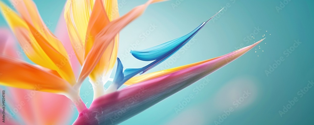 Poster 8k resolution macro shot of a bird of paradise flower, vivid colors and intricate petal structures v