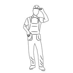 builder outline, sketch on white background, vector