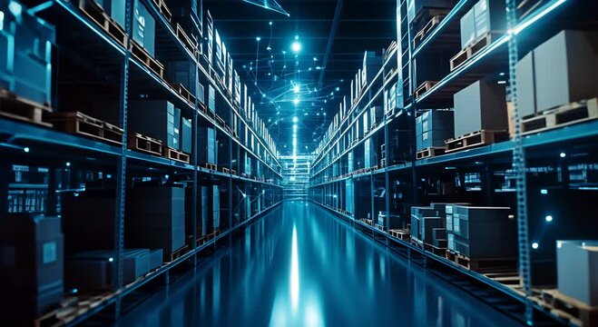 Futuristic technology retail warehouse