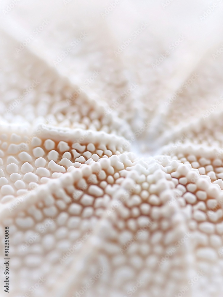 Poster hyper-realistic macro photograph of a sand dollar's intricate surface pattern, fine details of pores