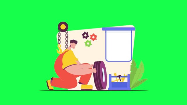 man with screwdriver and screwdriver. vector illustration.