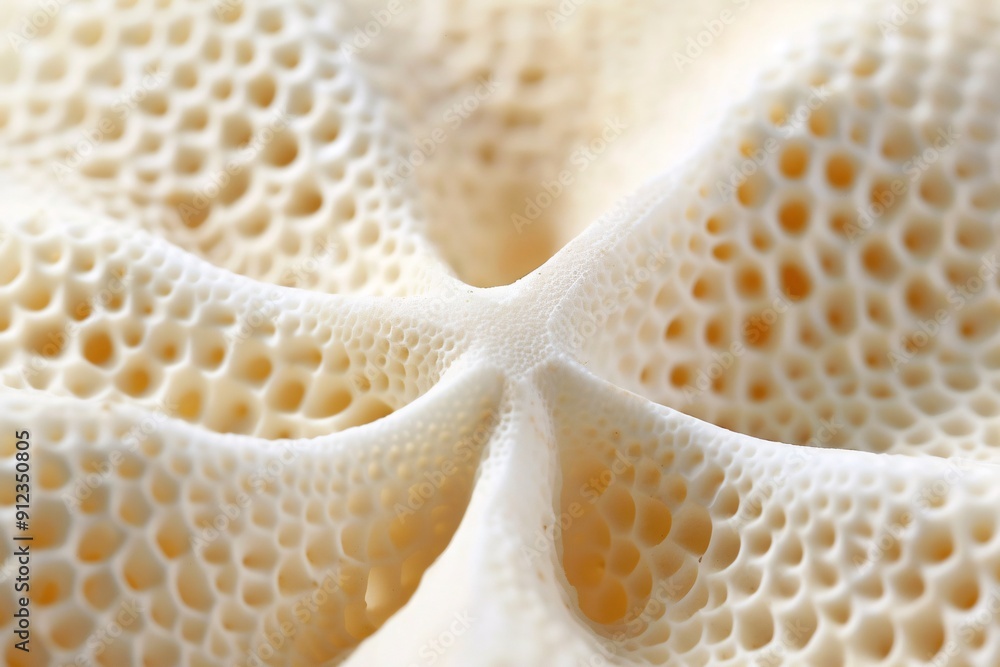 Poster hyper-realistic macro photograph of a sand dollar's intricate surface pattern, fine details of pores