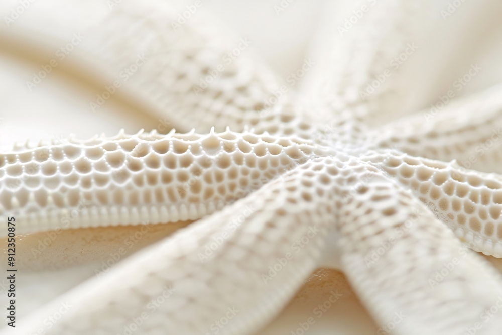 Poster hyper-realistic macro photograph of a sand dollar's intricate surface pattern, fine details of pores