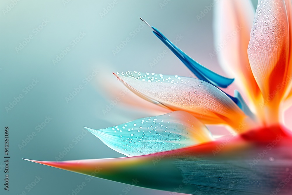 Poster 8k resolution macro shot of a bird of paradise flower, vivid colors and intricate petal structures v